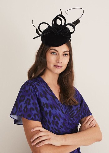 Phase Eight Velvet Pillbox Fascinator Hats Black USA | 5804673-AF